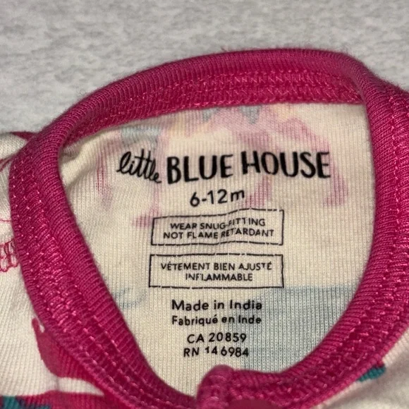 Little Blue House Pink and Green Moose Print Kids Footie - Picture 6 of 10